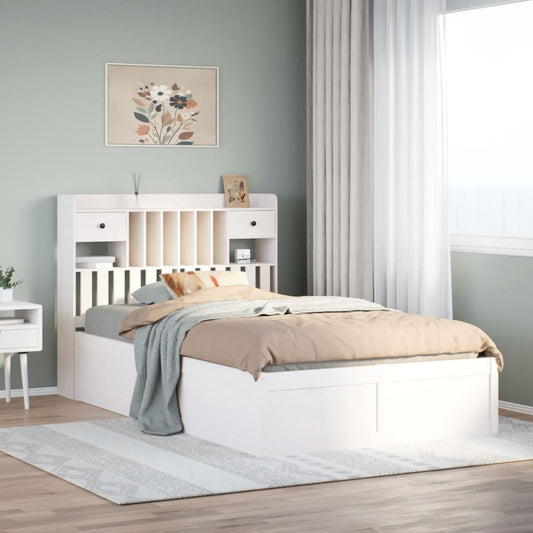 Bed Frame Without Mattress White 120X190 Cm Small Double Solid Wood Pine