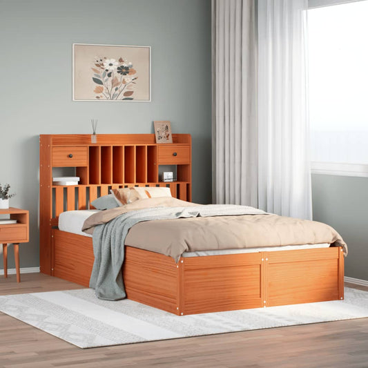 Bed Frame Without Mattress Wax Brown 120X190 Cm Small Double Solid Wood Pine