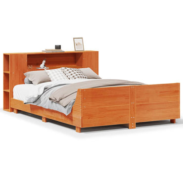 Bed Frame Without Mattress Wax Brown 120X190 Cm Small Double Solid Wood Pine