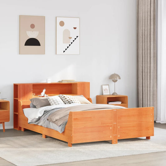 Bed Frame Without Mattress Wax Brown 120X190 Cm Small Double Solid Wood Pine