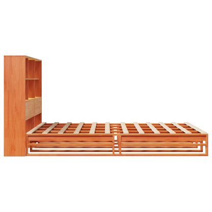 Bookcase Bed Without Mattress Wax Brown 120X190 Cm Small Double Solid Wood