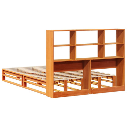 Bookcase Bed Without Mattress Wax Brown 120X190 Cm Small Double Solid Wood