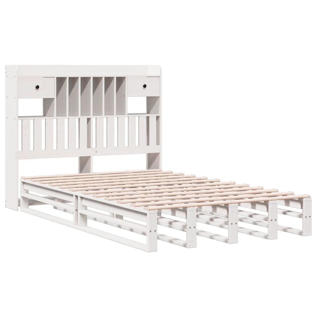 Bookcase Bed Without Mattress White 120X190 Cm Small Double Solid Wood Pine