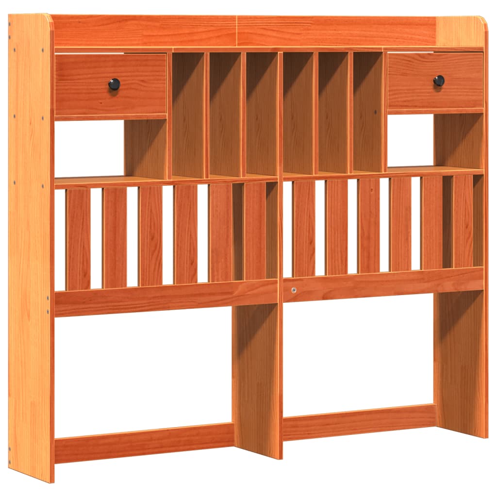 Bookcase Bed Without Mattress Wax Brown 120X190 Cm Small Double Solid Wood Pine