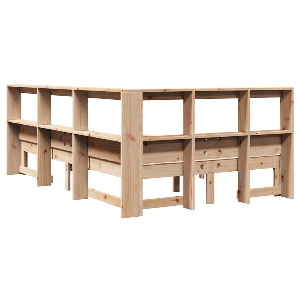 Bookcase Bed Without Mattress 120X190 Cm Small Double Solid Wood Pine