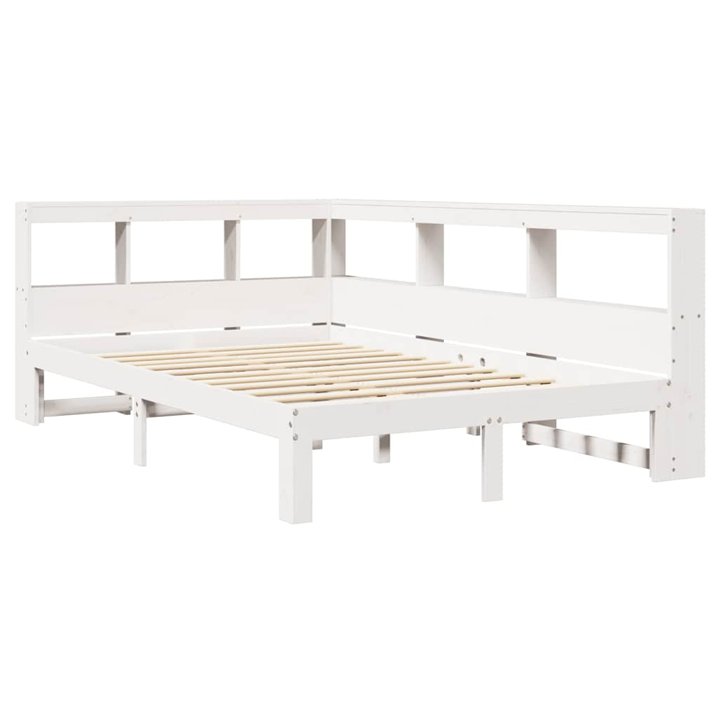 Bookcase Bed Without Mattress White 120X190 Cm Small Double Solid Wood Pine