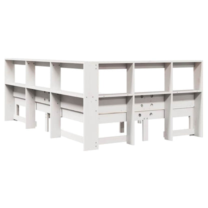 Bookcase Bed Without Mattress White 120X190 Cm Small Double Solid Wood Pine