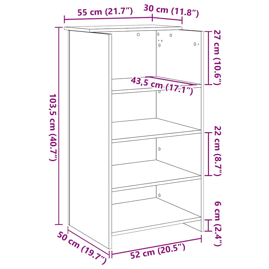 Reception Desk White 55X50X103.5 Cm Engineered Wood