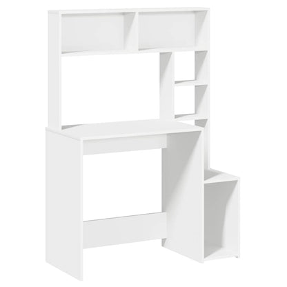 Desk With Shelves White 100X45X140 Cm Engineered Wood