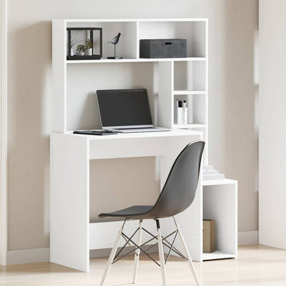 Desk With Shelves White 100X45X140 Cm Engineered Wood