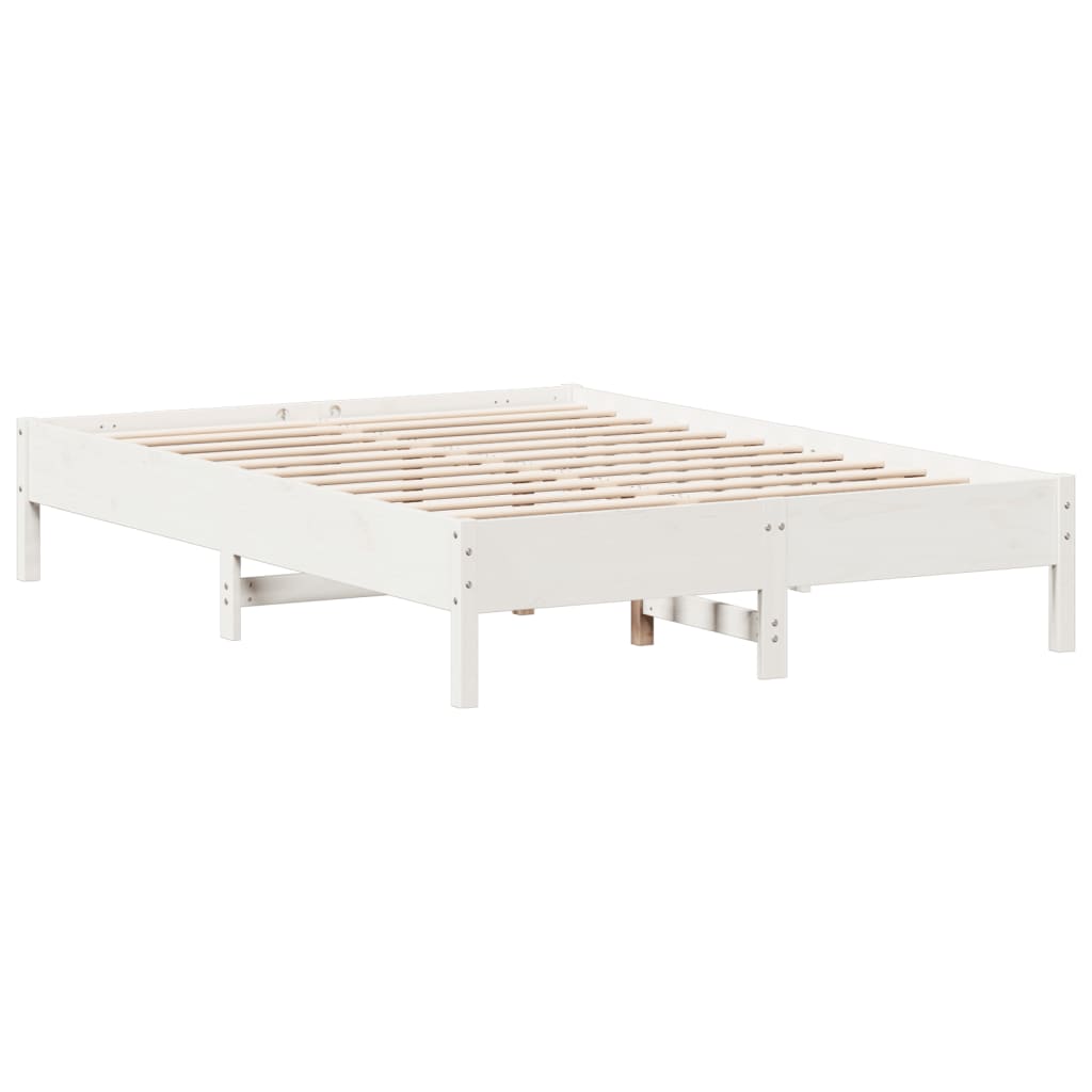 Bed Frame Without Mattress White 120X190 Cm Small Double Solid Wood Pine