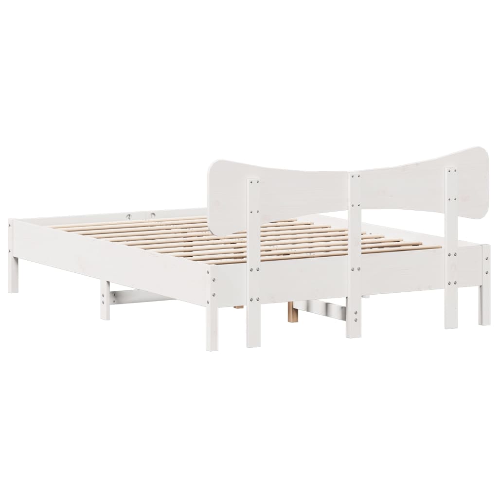 Bed Frame Without Mattress White 120X190 Cm Small Double Solid Wood Pine