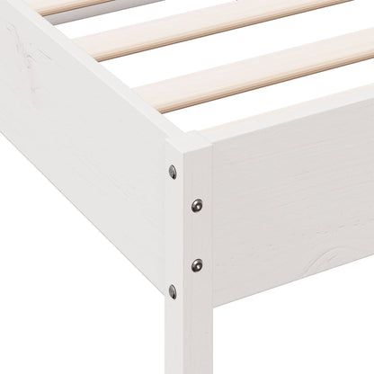 Bed Frame Without Mattress White 120X190 Cm Small Double Solid Wood Pine