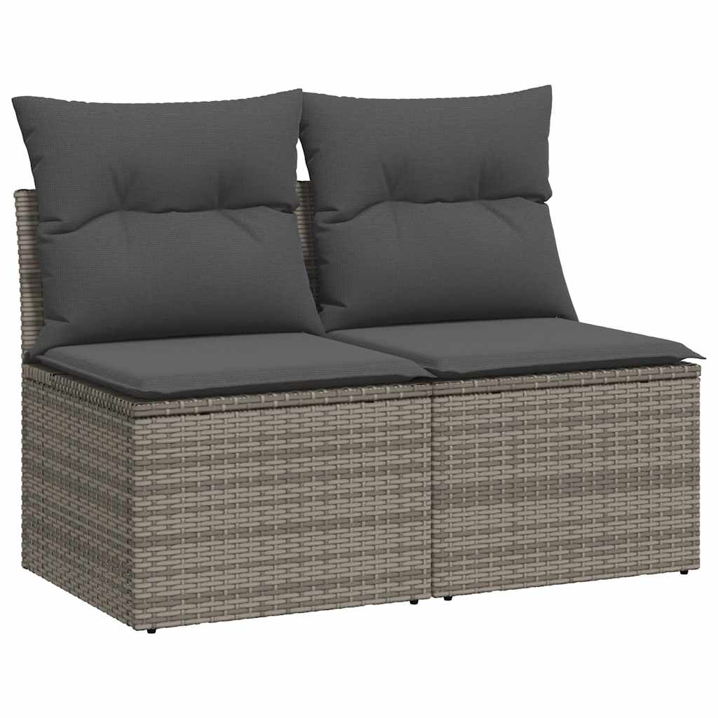 4 Piece Garden Sofa Set With Cushions Grey Poly Rattan Acacia