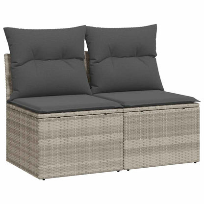 4 Piece Garden Sofa Set With Cushions Light Grey Poly Rattan Acacia