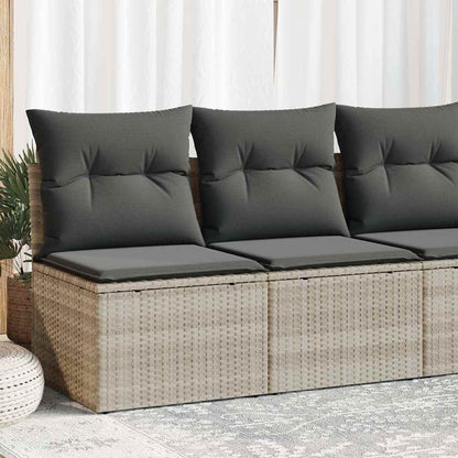 4 Piece Garden Sofa Set With Cushions Light Grey Poly Rattan Acacia