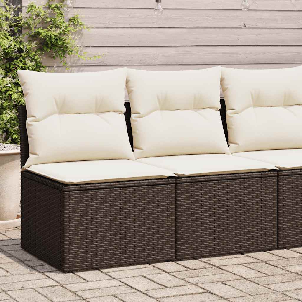 4 Piece Garden Sofa Set With Cushions Brown Poly Rattan Acacia