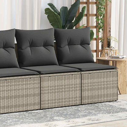 4 Piece Garden Sofa Set With Cushions Light Grey Poly Rattan Acacia