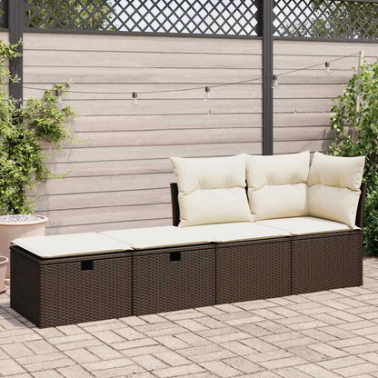 2 Piece Garden Sofa Set With Cushions Brown Poly Rattan Acacia