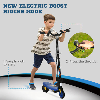 HOMCOM oldable Electric Scooter, with LED Headlight, for Ages 7-14 Years - Blue