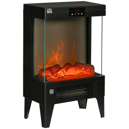 HOMCOM lectric Fireplace Heater, Freestanding 1000W/2000W Fireplace, w/ LED Screen, Remote included Quiet Heater Ideal for 25m² Indoor Use, Black