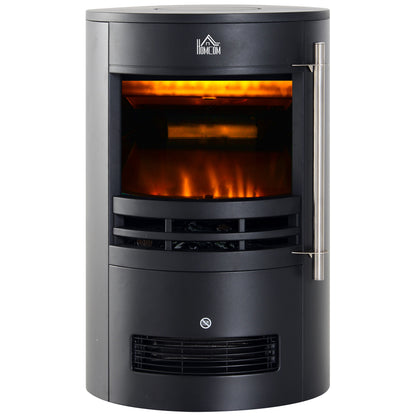 HOMCOM 00W/1800W Freestanding Electric Fireplace, Indoor Heater Fire Stove with Log Burner Effect Flame, Thermostat Control