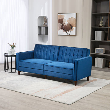 HOMCOM Velvet-Feel 3 Seater Sofabed - Blue