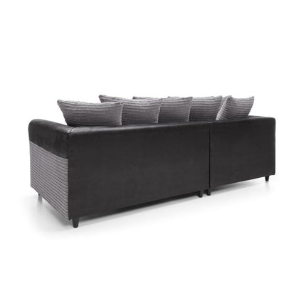 Harley Cord Fabric Corner Sofa - Black-Left Facing