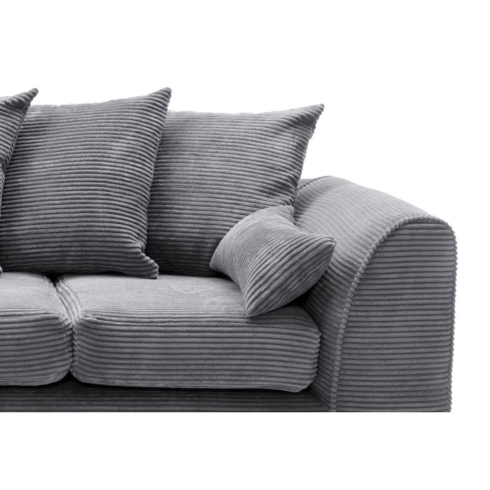 FURCO Grey Left-Facing Chaise Corner Sofa in Soft Cord Chenille Fabric