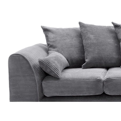 FURCO Grey Cord Chenille Chaise Corner Sofa - Right Facing, Modern Design