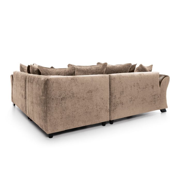 Faro Modern Style Crushed Chenille Fabric Corner Sofa - Brown