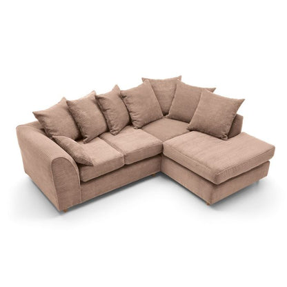 Jumbo Cord Brown Fabric Corner Sofa