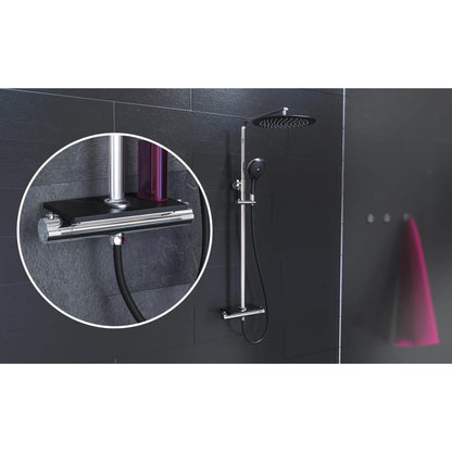 Eisl Overhead Shower Set With Thermostatic Mixer Grande Vita Chrome-Black