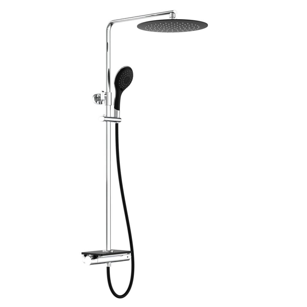 Eisl Overhead Shower Set With Thermostatic Mixer Grande Vita Chrome-Black