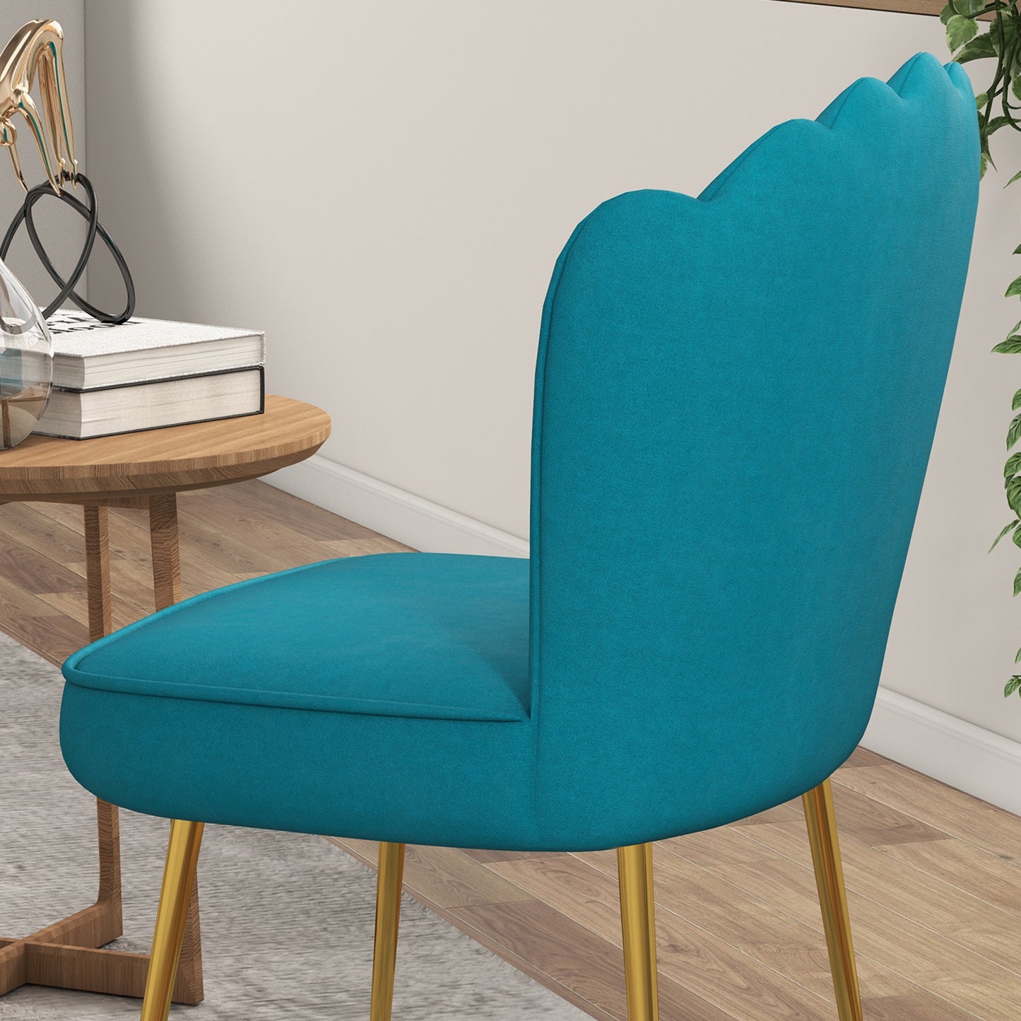 HOMCOM elvet-Feel Shell Accent Chair - Blue