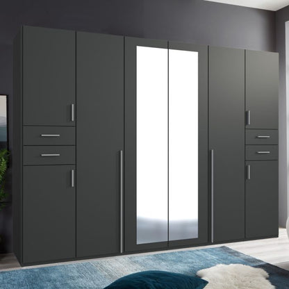 Fenton 4 Door Wardrobe with 4 Drawers in Graphite | Sleek & Functional