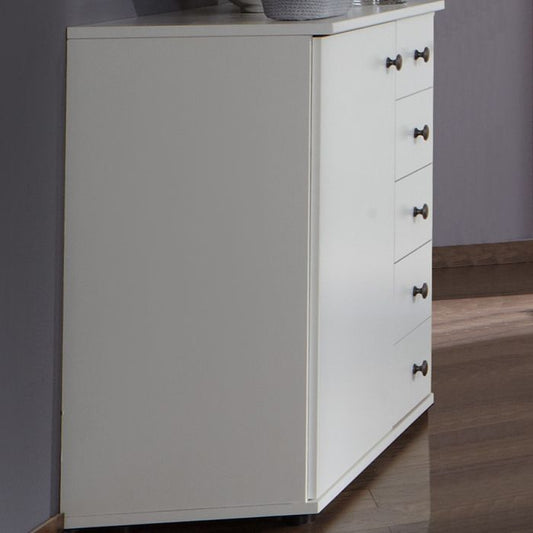 Cairo White 4 Drawer Chest with Single Door | Elegant Bedroom Storage | Furco