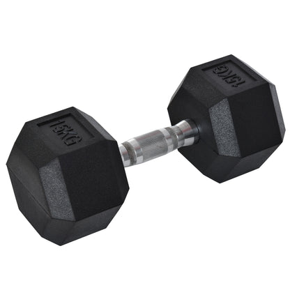 HOMCOM 5KG Single Rubber Hex Dumbbell Portable Hand Weights Dumbbell Home Gym