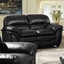 Wrexham Luxury Black Full Bonded Leather 2 Seater Sofa Suite - Stylish Comfort for Your Home