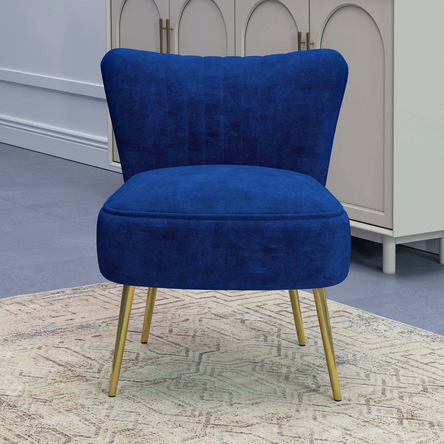 HOMCOM elvet-Feel Tub Accent Chair - Dark Blue