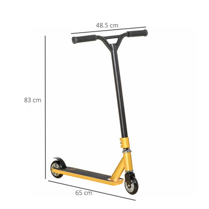 HOMCOM tunt Scooter, 360° Entry Level Tricks Scooter w/ Lightweight Aluminium Deck and ABEC 7 Bearing, For Age 14+ Beginners, Gold Tone