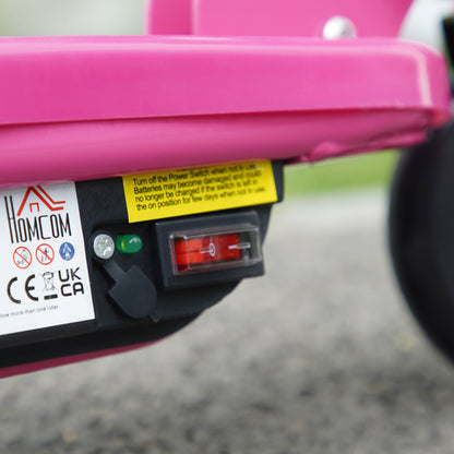 HOMCOM olding Electric Kids Scooter Ride on Age 7-14, Pink