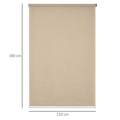 HOMCOM iFi Smart Roller Blinds Work with TUYA App, Window Shade with Rechargeable Battery, Electric Shades Blind Easy Fit Home Office Living Room Bathroom Kitchen, Brown, 120cm x 180cm