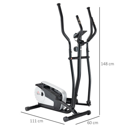 HOMCOM lliptical Cross Trainer, Home Cardio Workout Machine with Eight Level Magnetic Resistance, LCD Monitor, Heart Rate Sensor, Two Wheels