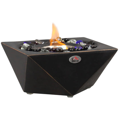 HOMCOM ortable Tabletop Fireplace, Concrete Bioethanol Fireplace with 0.4L Tank, Burns up with Liquid Alcohol and Solid Alcohol, Black