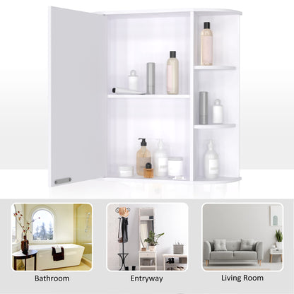 HOMCOM all Mounted Bathroom Cabinet with Mirror Single Door Storage Organizer 2-tier Inner Shelves White