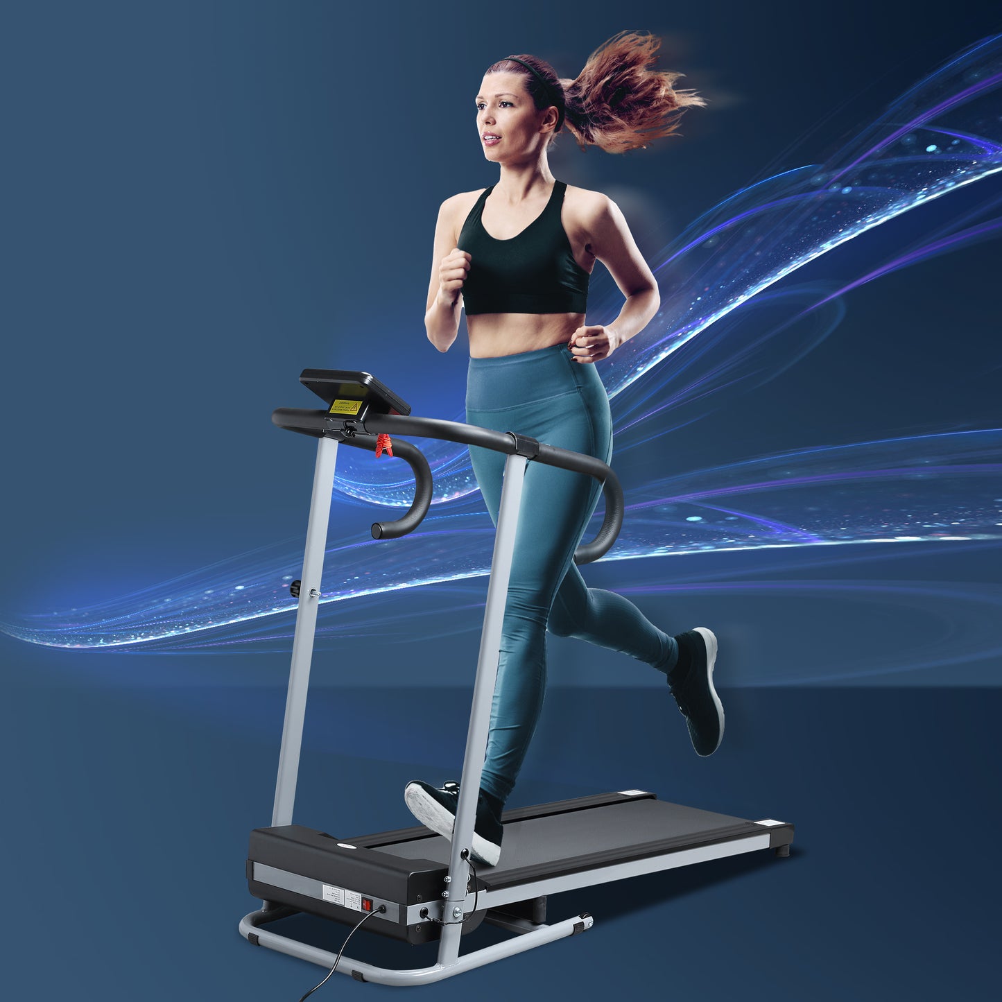 HOMCOM .25HP Motorised Electric Treadmill, 10km/h Folding Running Machine, Gym Fitness Exercise with LCD Monitor, Grey