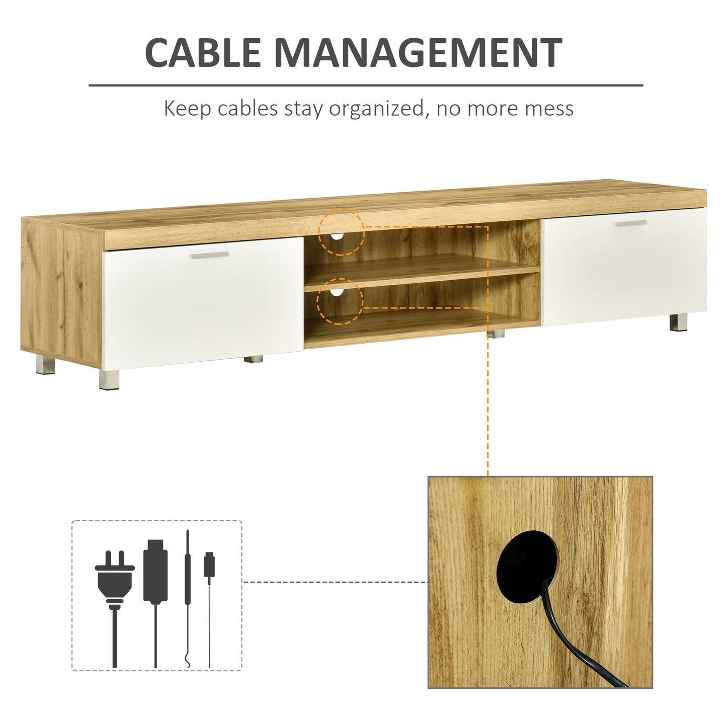 HOMCOM odern TV unit Cabinet Entertainment Centre for TVs up to 90" w/ Cabinet Shelf for Living room Bedroom