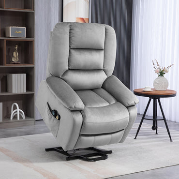 HOMCOM elvet-Feel Electric Lift-and-Recline Massage Armchair, with Remote - Grey