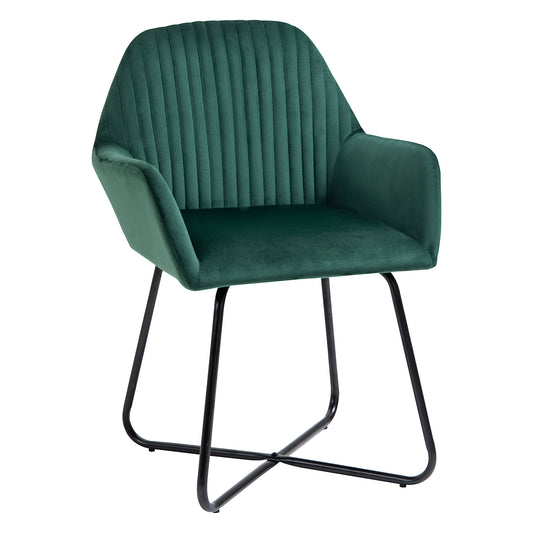 HOMCOM odern Arm Chair Upholstered Accent Chair with Metal Base for Living Room Green